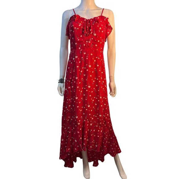 Anthropologie If By Sea Maxi Dress With Lace-Up Front Ruffle Details  Size S NWT - Picture 1 of 9